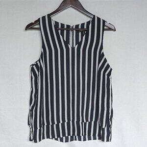 Sleeveless blouse navy and white striped medium EUC Banana Republic